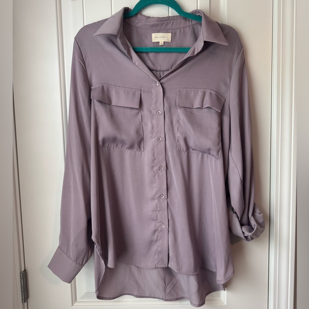 Melloday Adjustable sleeve top - perfect for Fall!